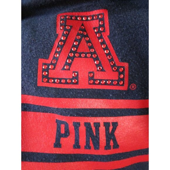 U of A Rhinestone Victorias Secret PINK Navy Red Hoodie Sweatshirt 5th Ocean Sm - Picture 4 of 13